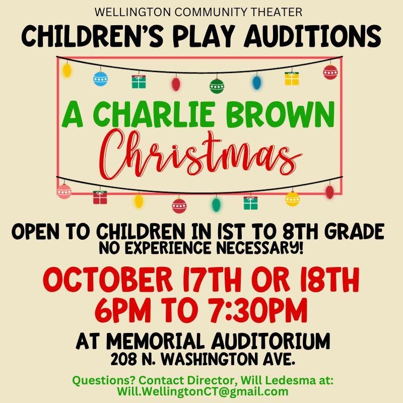 Children's Play Auditions October 17 or 18th at 6:00 PM